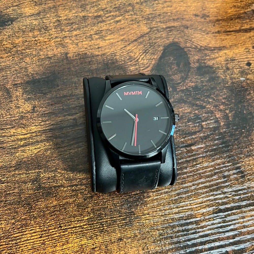 MVMT Men's Black Watch with Red Accents